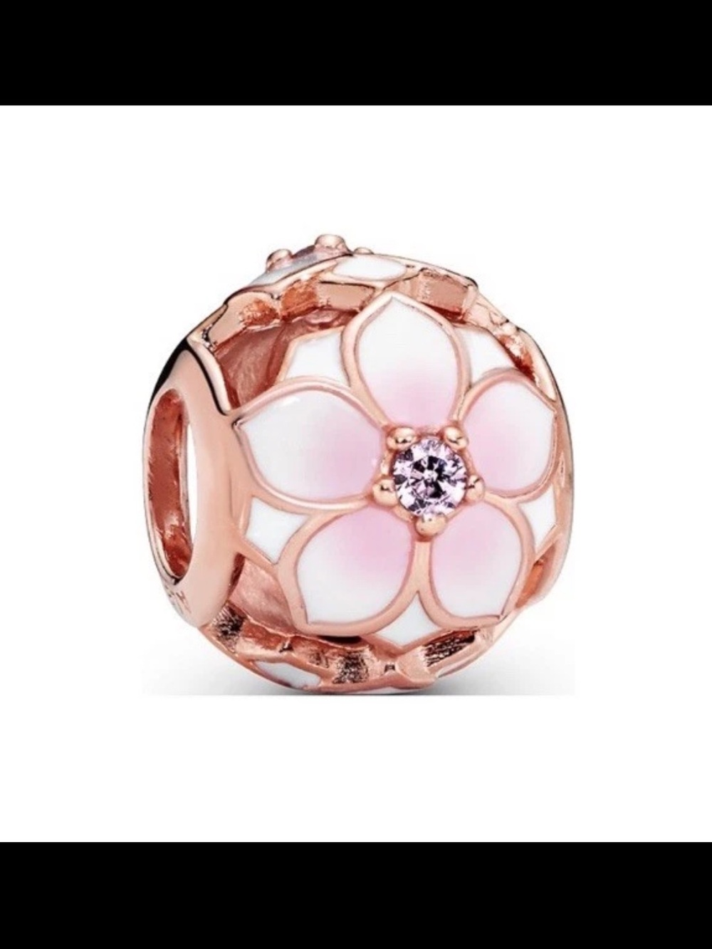 Pandora Rose Magnolia Bloom Charm 782087NBP 14k Rose Gold-plated Retired